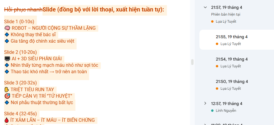 Thao tác biên tập nội dung trực tiếp trên Google Docs với theo dõi thay đổi